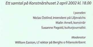 Gränsdragningar finns och vem bryr sig, Konstnärshuset 2002 