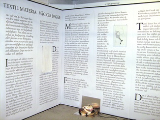 Textil materia väcker begär/ Textile Matter Fuels Passion, text av Margareta Klingberg 