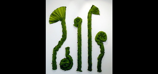 MAY THE FORCE BE WITH US   färgad, målad plisserad filt av kasserade filtar från armén  2023   ©Kerstin Lindström