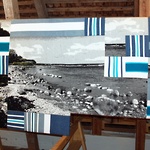 Stranden. Jacquard väv. Lappverk, 320 cm X 120 cm. Katthammarsviks äldreboende 2015 © Petter Hellsing